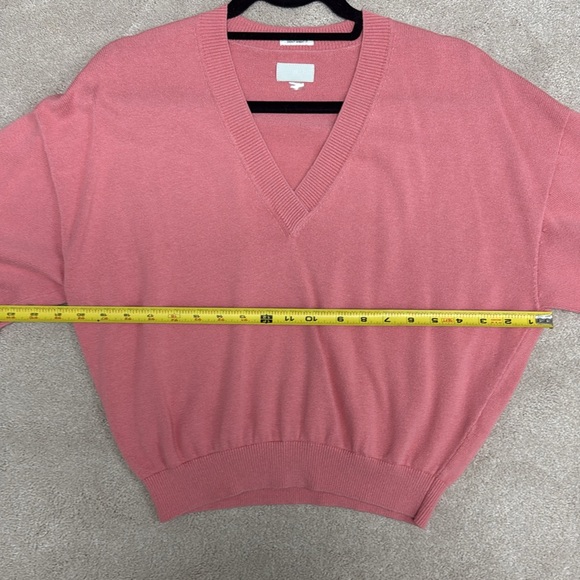 MOTHER The Boxy Crop V-Neck Short Sleeve Sweater Top Pink Size XS - Picture 10 of 11